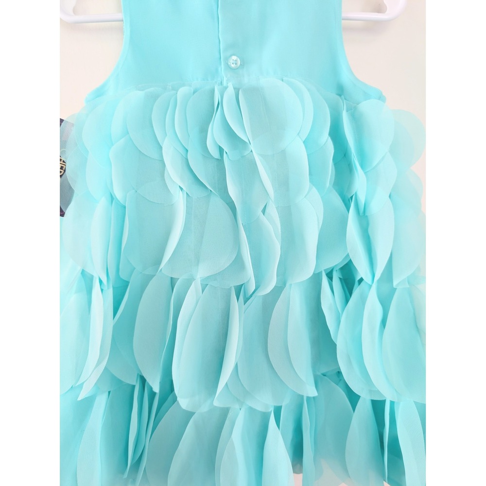 Cherokee Toddler Girls 2T Aqua Petal Tiered Sleeveless Dress Party Wedding New - Picture 3 of 8